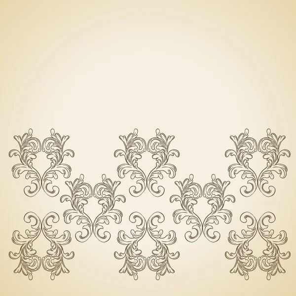 Baroque engraving floral design — Stock Vector