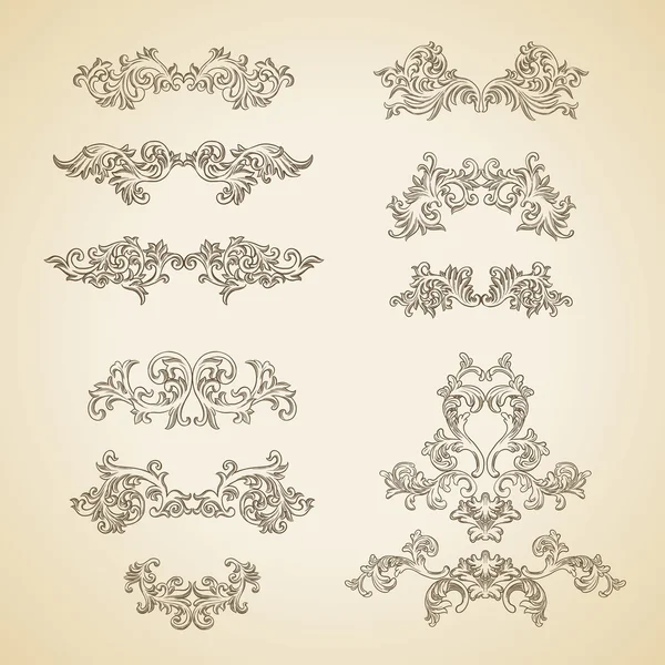 Barokní rytina květinový design — Stockový vektor