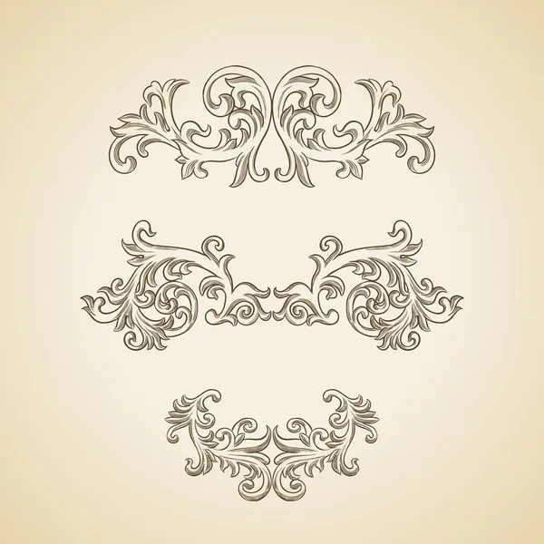 Grabado barroco diseño floral — Vector de stock