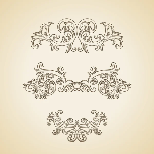 Baroque engraving floral design — Stock Vector