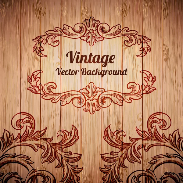 Vintage barokke filigraan ontwerp op hout — Stockvector