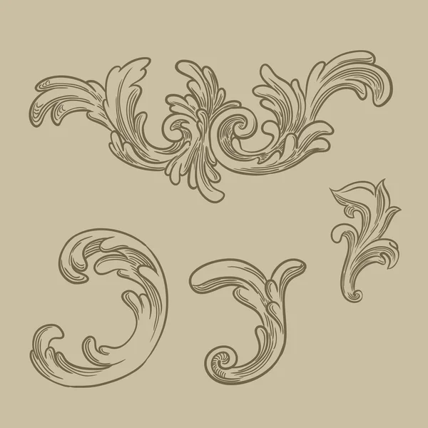 Gravure baroque motif floral — Image vectorielle