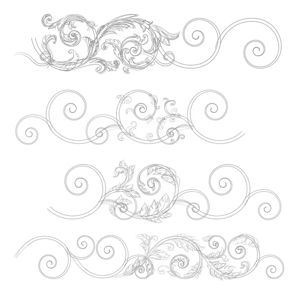 Gravure baroque motif floral — Image vectorielle