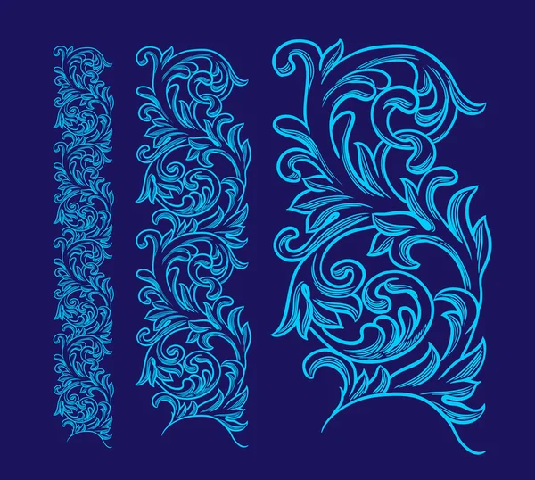 Gravure baroque motif floral — Image vectorielle