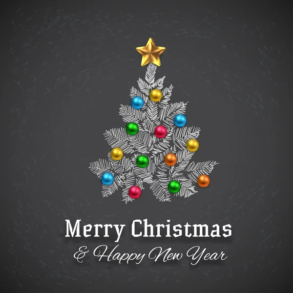 Bir kara tahta üzerinde Noel ağacı — Stok Vektör