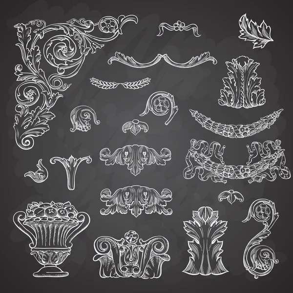Барокко гравировка цветочный дизайн — стоковый вектор