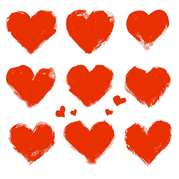 Hand-drawn painted hearts — Stock Vector