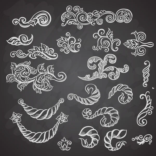 Gravure baroque motif floral — Image vectorielle