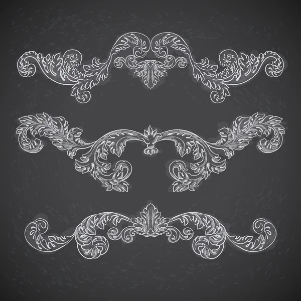 Baroque floral design on chalkboard — Stock Vector