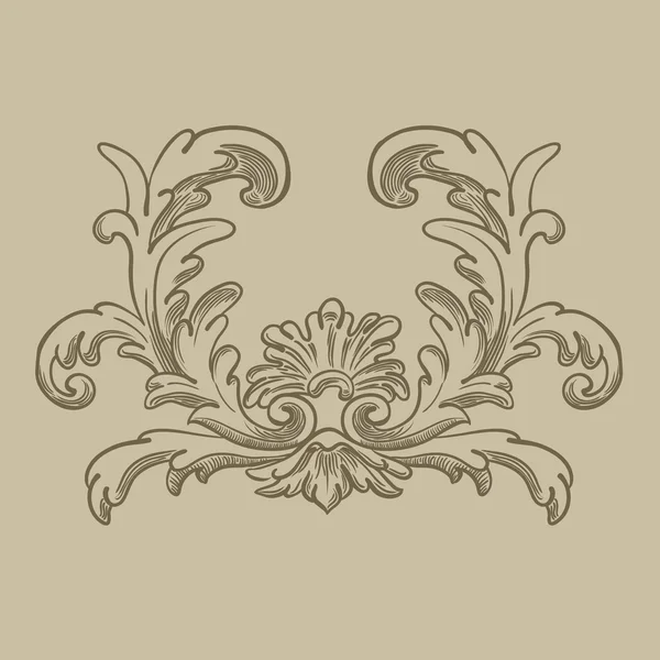 Grabado barroco diseño floral — Archivo Imágenes Vectoriales