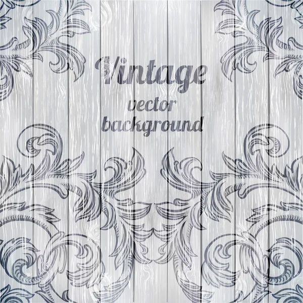 Vintage design filigrane baroque sur bois — Image vectorielle