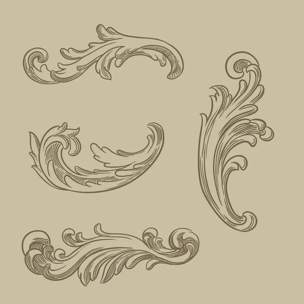 Gravure baroque motif floral — Image vectorielle