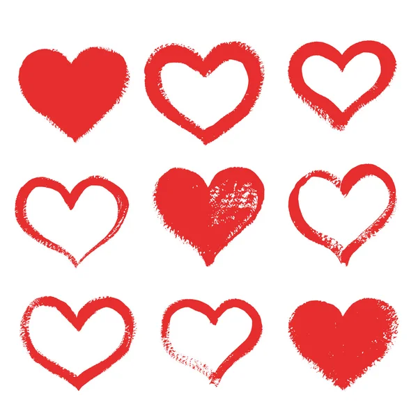 Hand-drawn painted hearts — Stock Vector