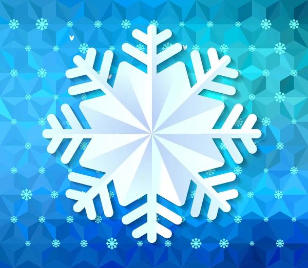 Papierschneeflocke auf winterlichem Hintergrund — Stockvektor
