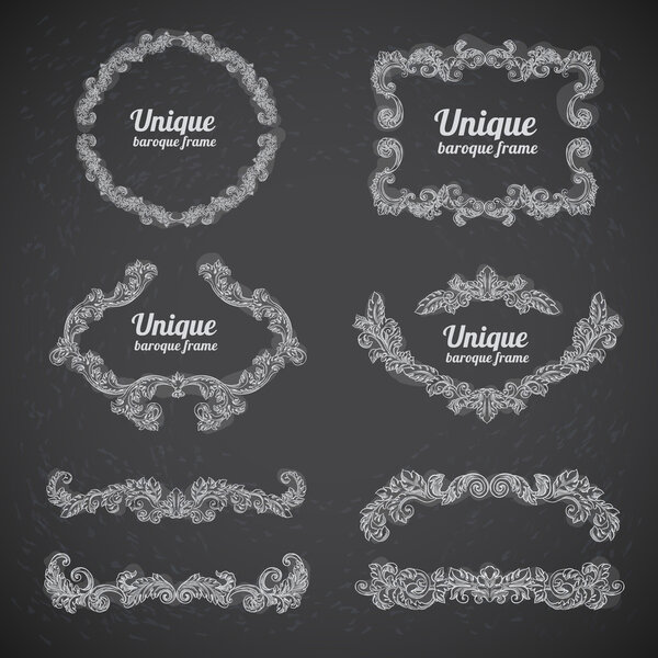 Vintage baroque engraving on chalkboard