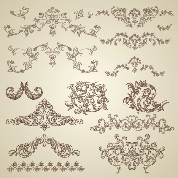 Barock-Stich florales Design — Stockvektor