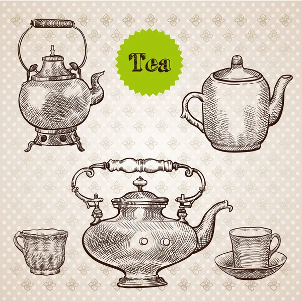 Tea and coffee set Royalty Free Stock Illustrations