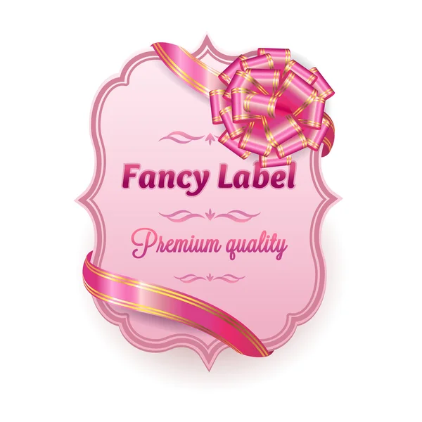 Pink label with ribbon bow Stock Vector