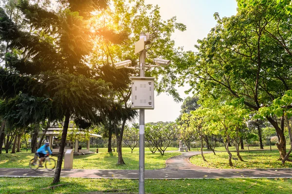 Security Camera Monitor Events Urban Park — Stock Photo, Image