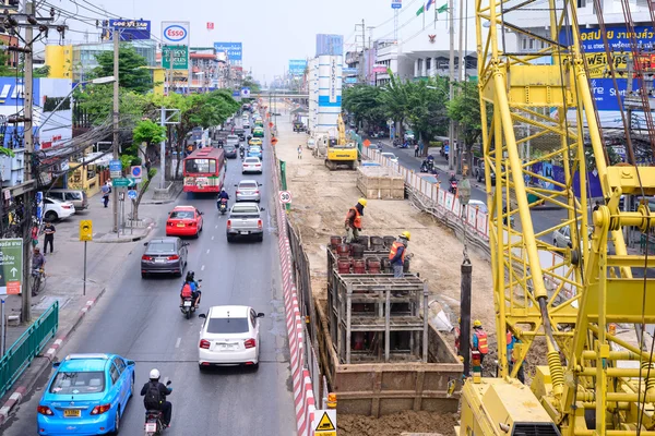 Bangkok Tajlandia Lutego 2016 Budowa Bts Nowej Linii Projektu Bangkok — Zdjęcie stockowe