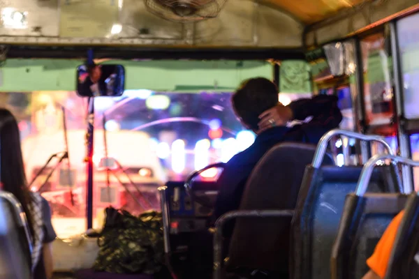 Bulanık Trafik Jam Acele Saat Saat Otobüs Içinde Ateş — Stok fotoğraf