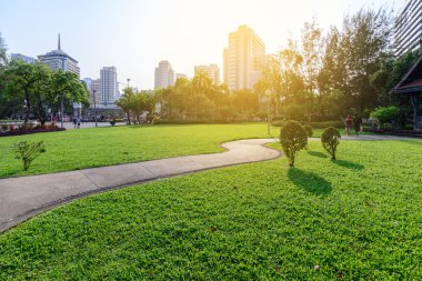 Güzel kentsel park Bangkok şehir, Tayland güneşli günü.