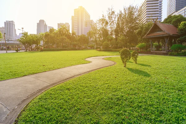 Piękny park miejski w słoneczny dzień miasta Bangkok, Tajlandia. — Zdjęcie stockowe