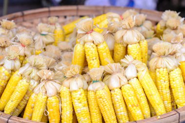 Haşlanmış mısır, mısır kabuğu.