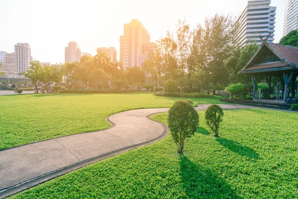 Piękny park miejski w słoneczny dzień miasta Bangkok, Tajlandia. — Zdjęcie stockowe