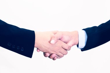 Beyaz arka plan üzerinde izole businessmans el sıkışma closeup.