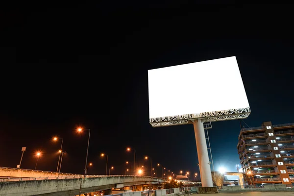 Blank billboard at night for advertisement. — Stock Photo, Image