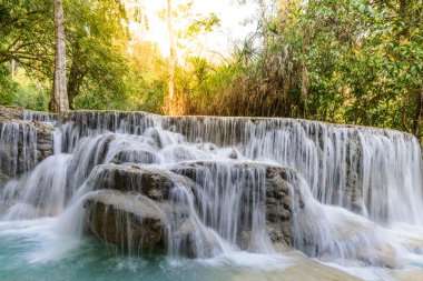 Kouangxi waterfall at Luangprabang in Laos. clipart