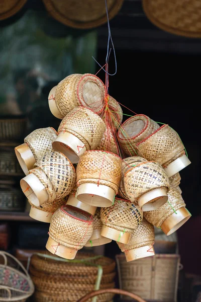 Kratip, bamboo basket for lunch box in Thailand. — Stock Photo, Image