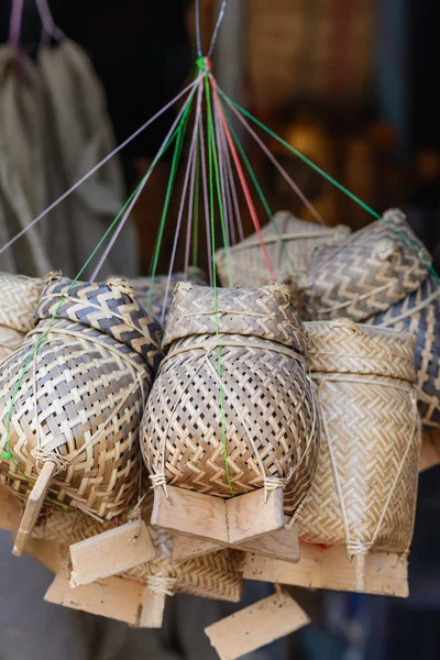 Kratip, bamboo basket for lunch box in Thailand. — Stock Photo, Image