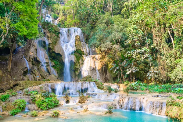 Wodospad Kouangxi w Luang Prabang w Laosie. — Zdjęcie stockowe