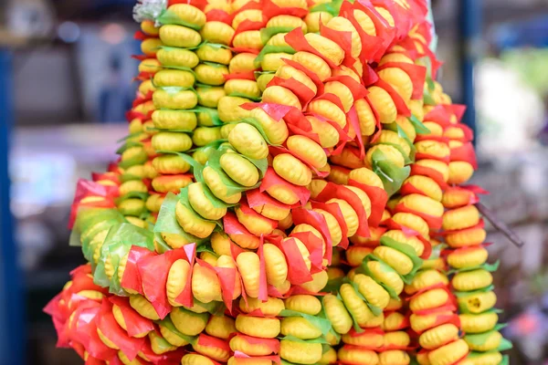 Kanom Puang Ma Lai, Thai cookie bunch with string as souvenir. — Stock Photo, Image