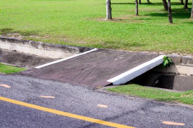 Bahçe için küçük kanal üzerinde yaya köprüsü.