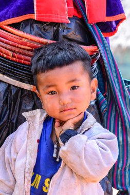 CHIANG MAI, THAILAND - 2015 November 05: Portrait of unidentify Palaung ragged boy, Palaung tribes live in northern of Thailand. clipart