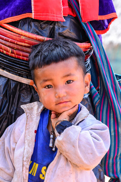 CHIANG MAI, THAILAND - 2015 November 05: Portrait of unidentify Palaung ragged boy, Palaung tribes live in northern of Thailand.