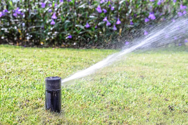 Garten Rasen Wasser Sprinkleranlage. — Stockfoto