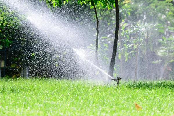 Κήπων lawn σύστημα ψεκασμού νερού. — Φωτογραφία Αρχείου