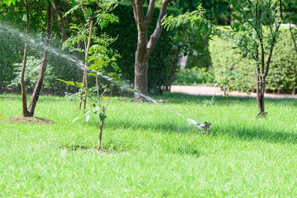 Система спринклерної води для садових газонів . — стокове фото
