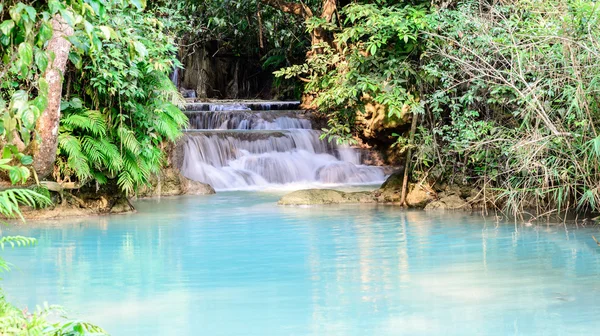 Vista panoramica della cascata della foresta pluviale, Tat Kuang Si Waterfall a Luang Prabang, Loas . — Foto Stock