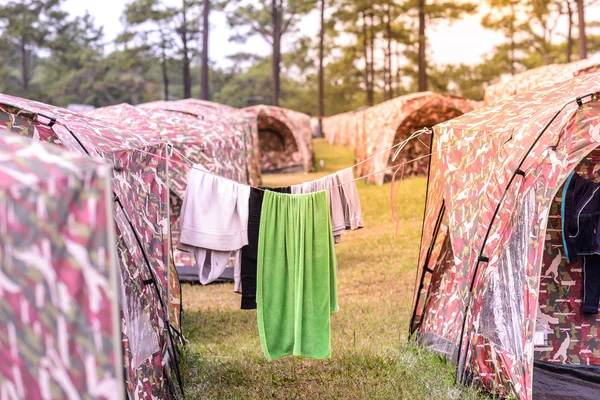 Drying towel after rains on camp site.