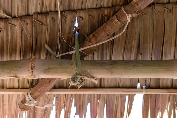 Inside detail of thatched roof Thai cottage. — Stock Photo, Image