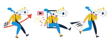 Marka büyükelçisi konseptini düz vektör illüstrasyonunu ayarla