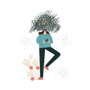 Zihinsel sağlık sorunu kişisel gelişim, kişisel bakım kavramı soyut metafor çizimi