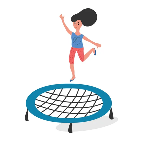 Outdoors and Recreation Clipart-girl jumping playing on trampoline clipart