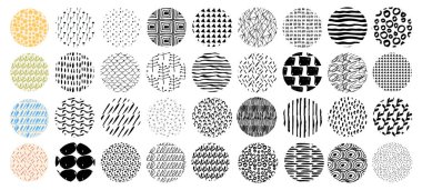 ig hikayeleri kapağı için soyut el çizimi vurgulama ögesi, el çizimi dokusu. Sosyal medya hikaye düğmesi için İskandinav vektör ikonu. Çember şekil çizgileri, noktalar, karalamalar koleksiyonu