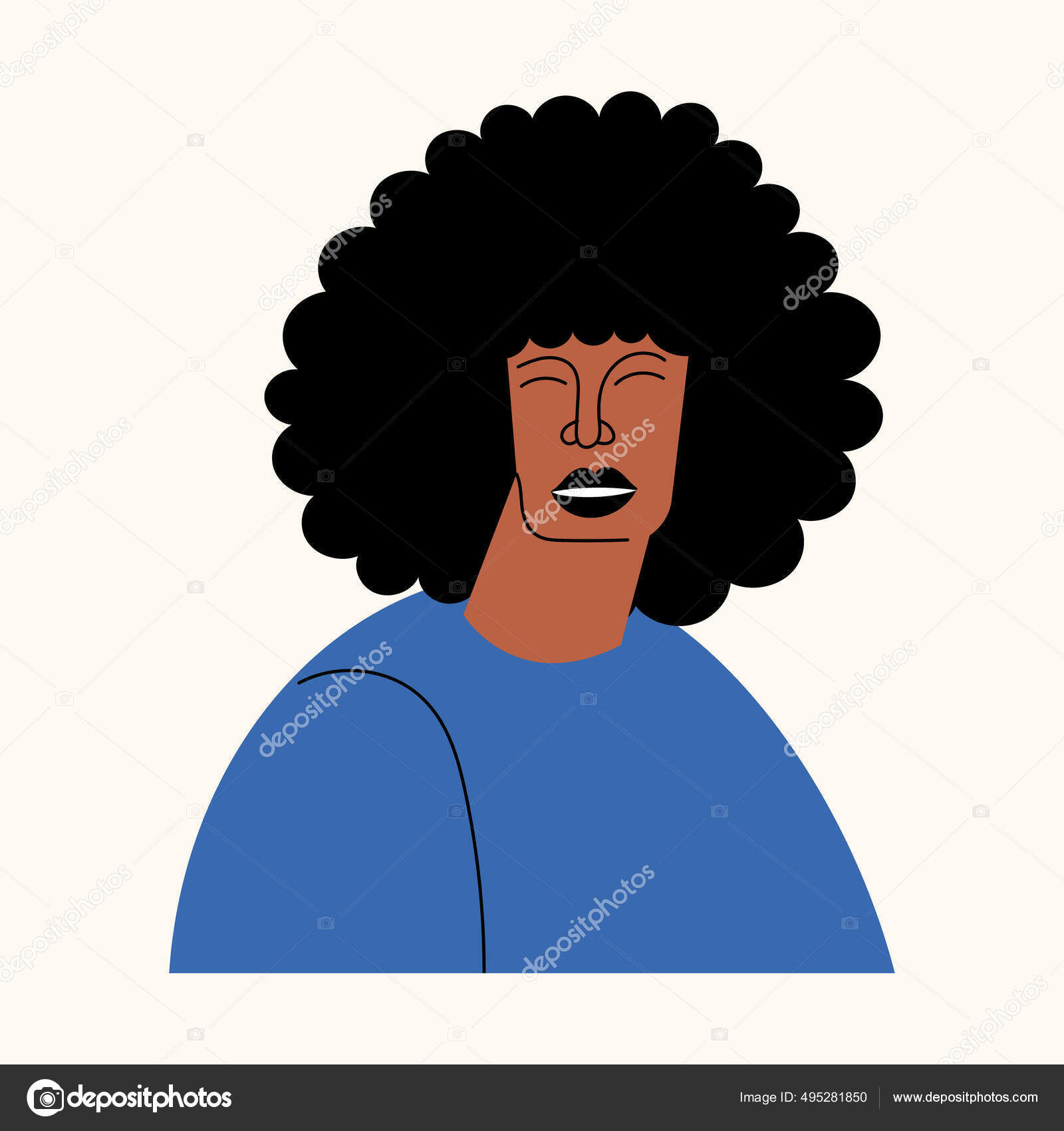 Homem africano legal com corte de cabelo afro no estilo dos anos 70.  Fotografia de perto, image size:1600x1700